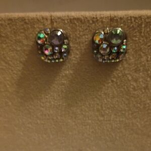 Elegant Silver and Multicolor Stud Earrings